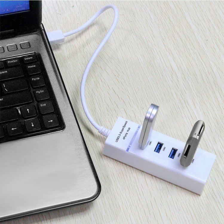 Divisor de concentrador USB 3.0 de 4 puertos con LED, súper velocidad 5 Gbps, BYL-P104, USB 3.0 (White), USB 3.0 (Black)