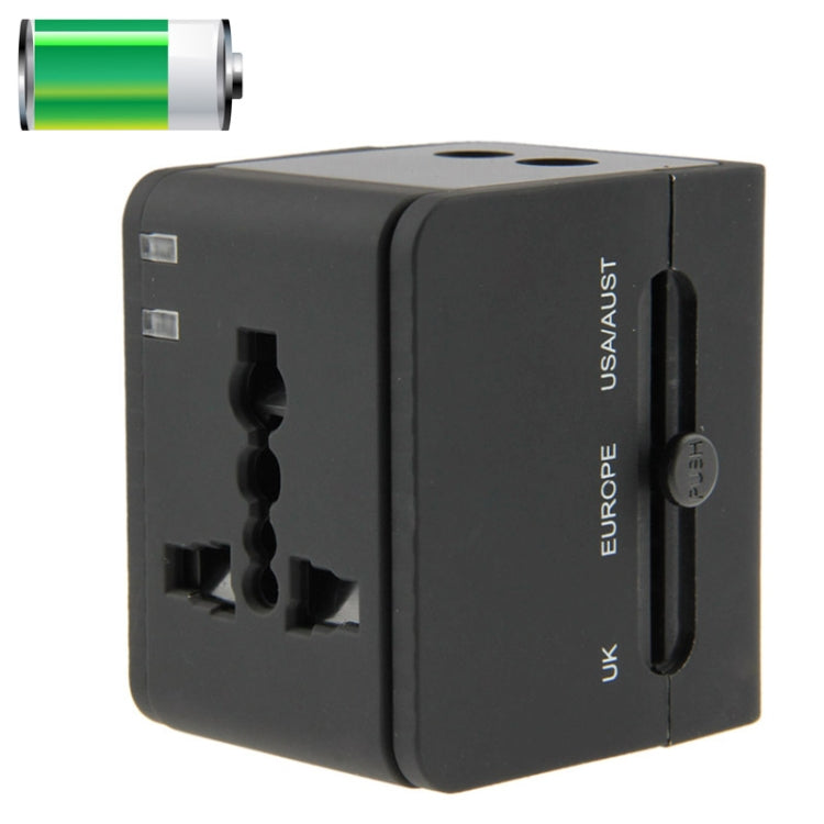 Adaptador universal de viaje con enchufe internacional 2.1A 2 USB UE / AU / Reino Unido / EE. UU., 2.1A