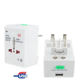 Enchufe adaptador de corriente alterna universal para viajes de EE. UU./UE/AU/Reino Unido con toma de cargador USB, With USB Port