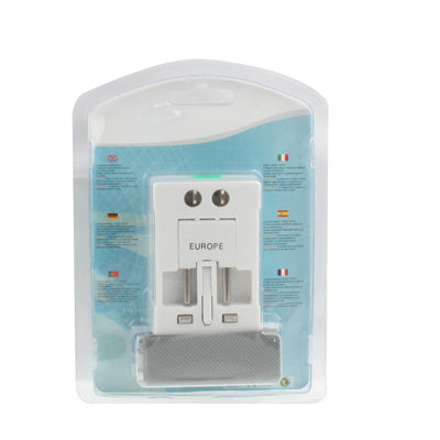 Enchufe adaptador de corriente alterna universal para viajes de EE. UU./UE/AU/Reino Unido con toma de cargador USB, With USB Port