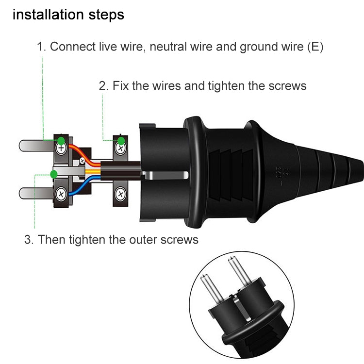 Adaptador de enchufe, adaptador de corriente de viaje con enchufe de la UE, EU Plug Male