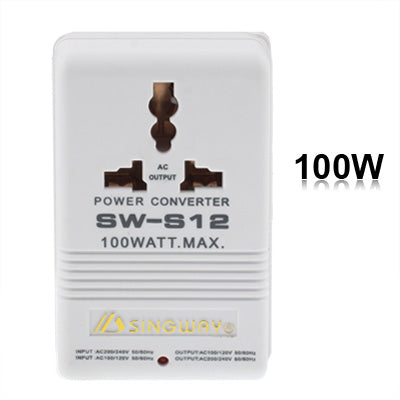 Adaptador de enchufe estadounidense, convertidor de potencia de 100 W AC117 V a AC230 V, 100W