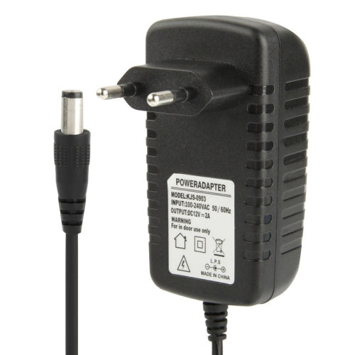 Adaptador de corriente CA 100-240 V a CC 12 V 2 A de alta calidad, puntas: 5,5 x 2,1 mm, longitud del cable: 1 m, EU Plug DC 12V 2A, US Plug DC 12V 2A