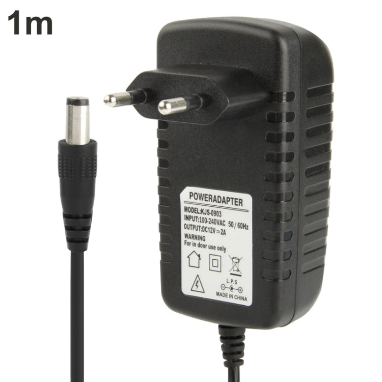 Adaptador de corriente CA 100-240 V a CC 12 V 2 A de alta calidad, puntas: 5,5 x 2,1 mm, longitud del cable: 1 m, EU Plug DC 12V 2A, US Plug DC 12V 2A