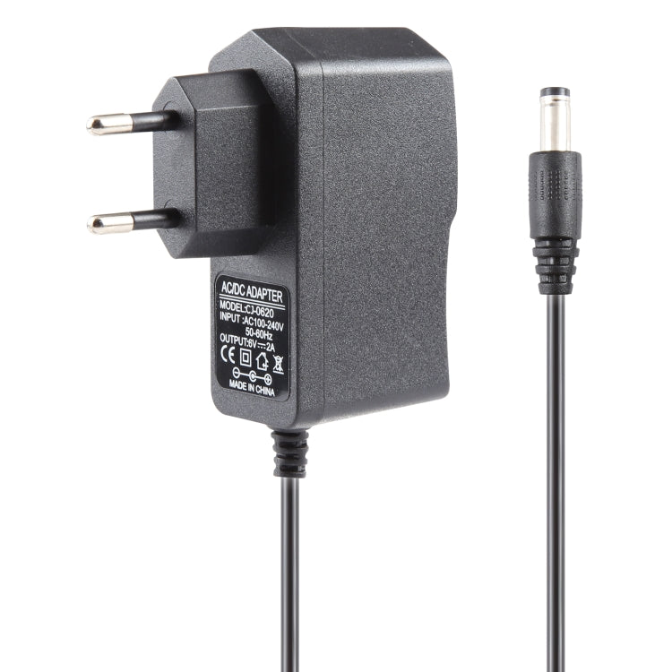 Adaptador de corriente CA 100-240 V a CC 6 V 2 A con enchufe europeo de alta calidad, puntas: 5,5 x 2,1 mm, longitud del cable: 1,1 m, EU Plug DC 6V 2A