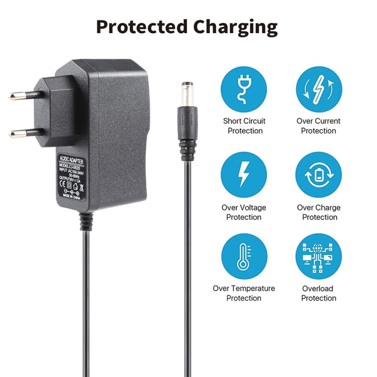 Adaptador de corriente CA 100-240 V a CC 6 V 2 A con enchufe europeo de alta calidad, puntas: 5,5 x 2,1 mm, longitud del cable: 1,1 m, EU Plug DC 6V 2A