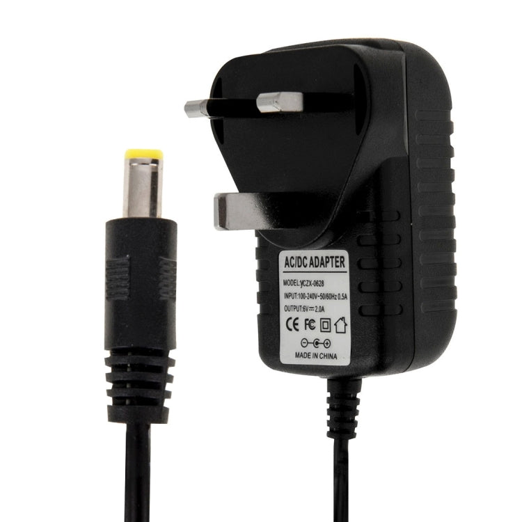 Adaptador de corriente CA 100-240 V a CC 6 V 2 A, puntas: 5,5 x 2,1 mm, longitud del cable: aproximadamente 1,2 m, UK Plug DC 6V 2A