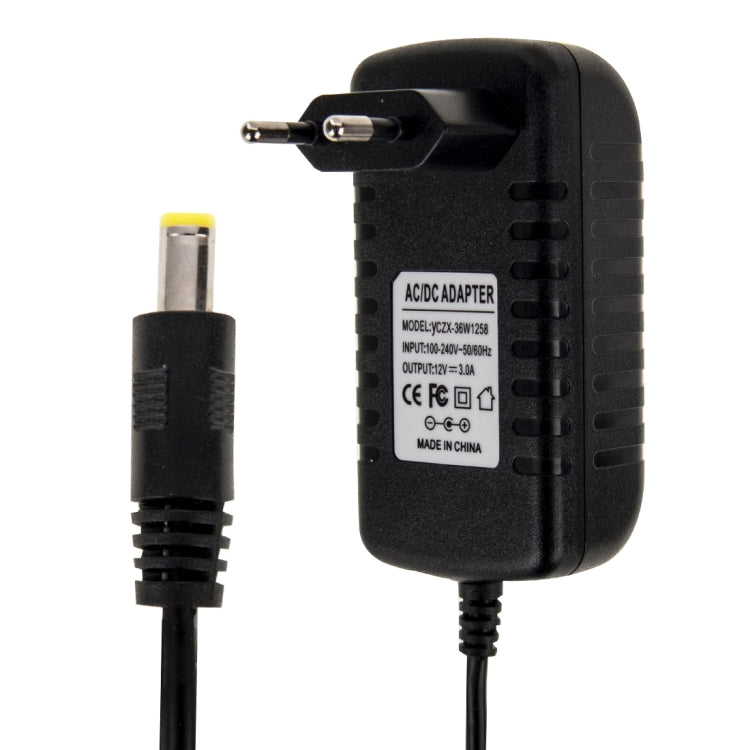 Adaptador de corriente CA 100-240 V a CC 12 V 3 A, puntas: 5,5 x 2,1 mm, longitud del cable: aproximadamente 1,2 m, EU Plug DC 12V 3A