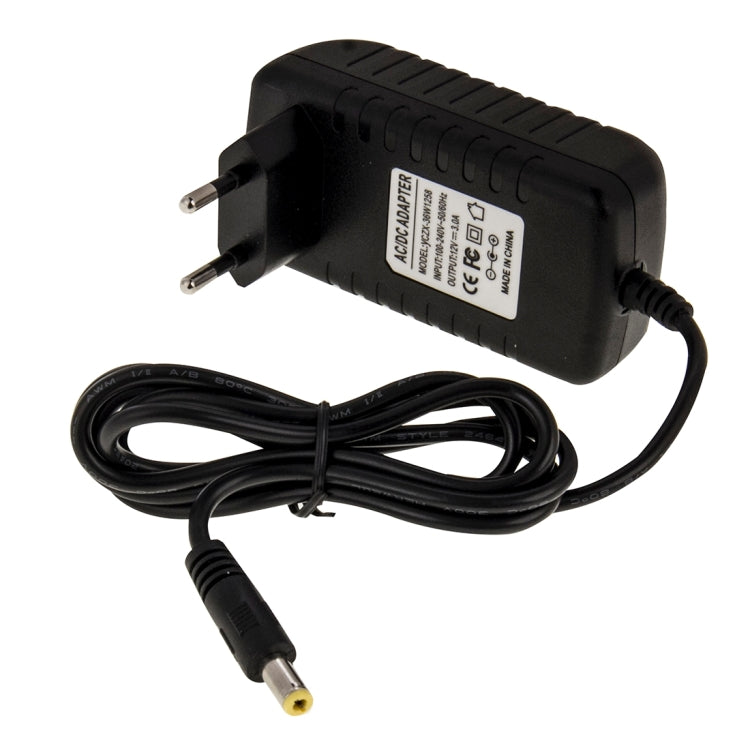 Adaptador de corriente CA 100-240 V a CC 12 V 3 A, puntas: 5,5 x 2,1 mm, longitud del cable: aproximadamente 1,2 m, EU Plug DC 12V 3A