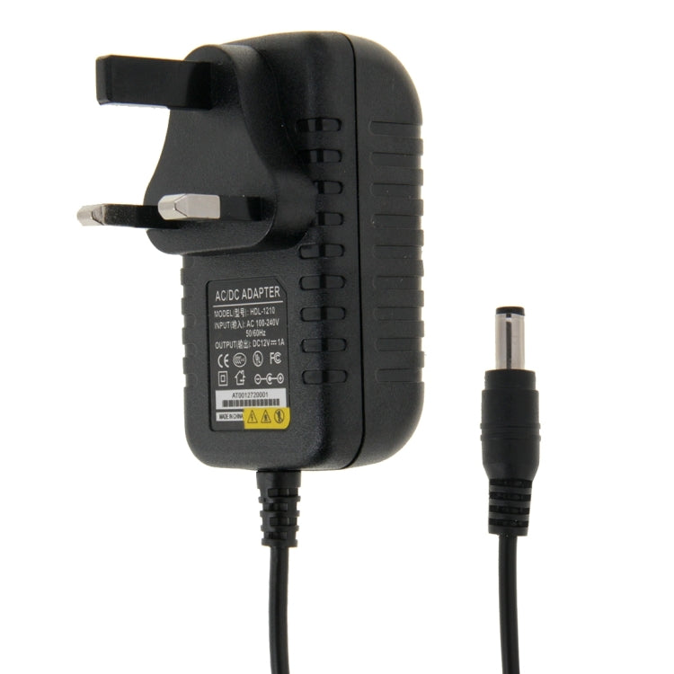 Adaptador de corriente CA 100-240 V a CC 12 V 1 A, puntas: 5,5 x 2,1 mm, longitud del cable: aproximadamente 90 cm, DC 12V 1A, UK Plug