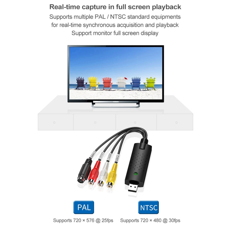 DVD Maker USB 2.0 Captura y edición de vídeo (Easy CAP), compatible con formato de compresión MPEG-1/MPEG-2, chip: MA2106, DC60, MA2106 Chip, EM2860 Chip