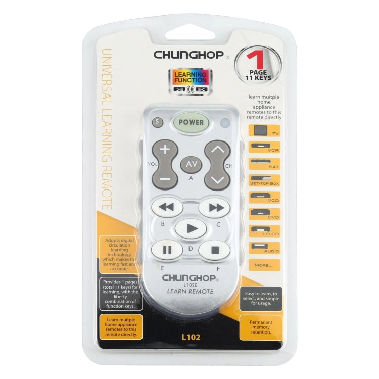 Control remoto de aprendizaje universal ChunGhop L102, L102