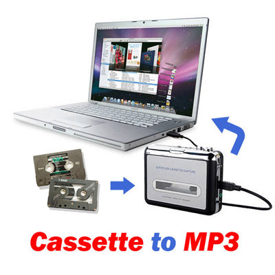 Cinta a PC Super USB Cassette a MP3 Convertidor Captura Audio Reproductor de música, Tape to MP3 Black