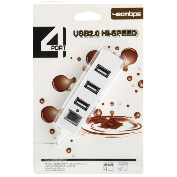 Adaptador divisor USB HUB 2.0 USB de 4 puertos con interruptor, 4 Ports with Switch (White), 4 Ports with Switch (Black)
