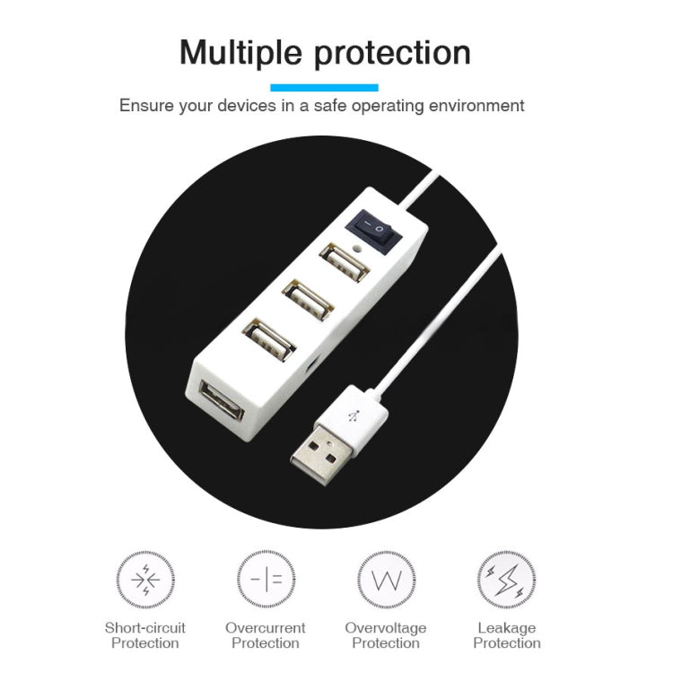 Adaptador divisor USB HUB 2.0 USB de 4 puertos con interruptor, 4 Ports with Switch (White), 4 Ports with Switch (Black)