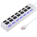 7 Puertos USB Hub 2.0 USB Splitter Alta Velocidad 480Mbps con Interruptor ON/OFF / 7 LEDs, 7 Ports (White), 7 Ports (Black)