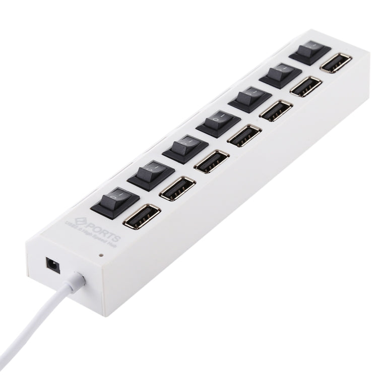7 Puertos USB Hub 2.0 USB Splitter Alta Velocidad 480Mbps con Interruptor ON/OFF / 7 LEDs, 7 Ports (White), 7 Ports (Black)