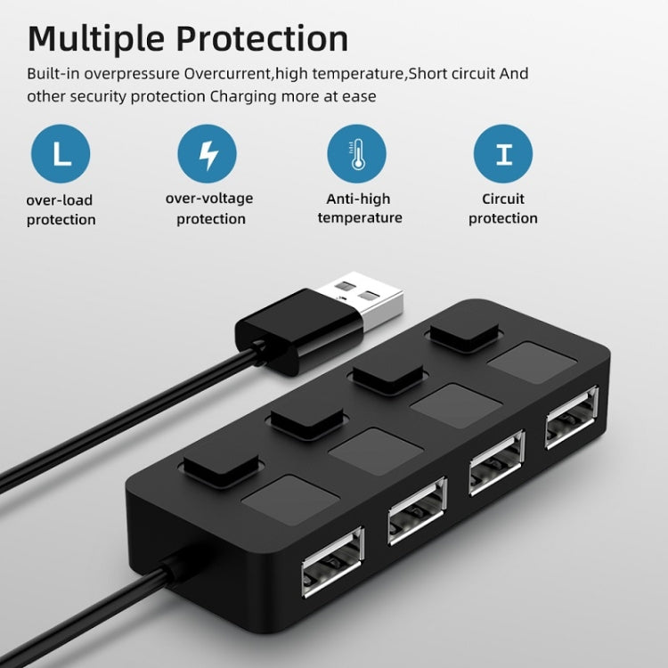 HUB USB 2.0 de 4 puertos con 4 interruptores, 4 Ports with 4 Switch (Black), 4 Ports with 4 Switch (White)
