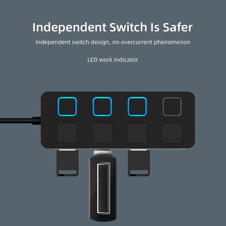 HUB USB 2.0 de 4 puertos con 4 interruptores, 4 Ports with 4 Switch (Black), 4 Ports with 4 Switch (White)