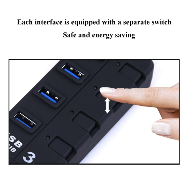 Hub USB 3.0 de 7 puertos con interruptores individuales para cada puerto de transferencia de datos, 7 Ports (White), 7 Ports (Black)