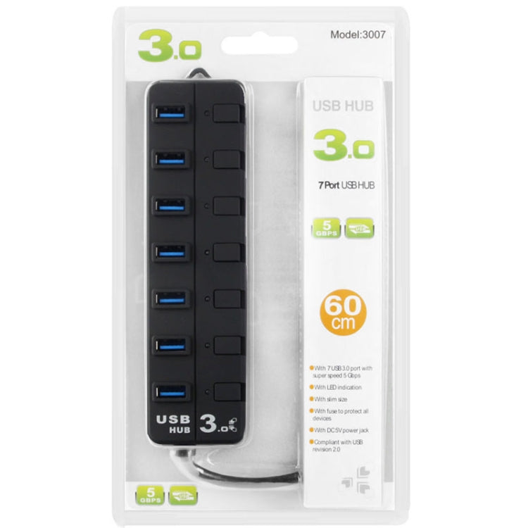Hub USB 3.0 de 7 puertos con interruptores individuales para cada puerto de transferencia de datos, 7 Ports (White), 7 Ports (Black)