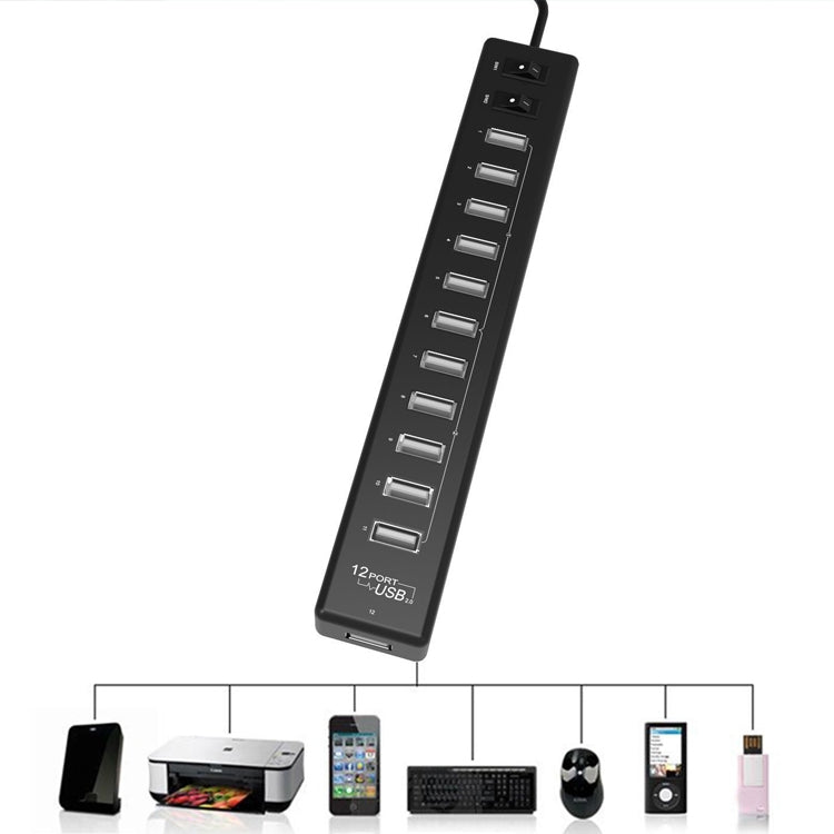 HUB USB 2.0 de 12 puertos, adecuado para portátiles/netbooks
