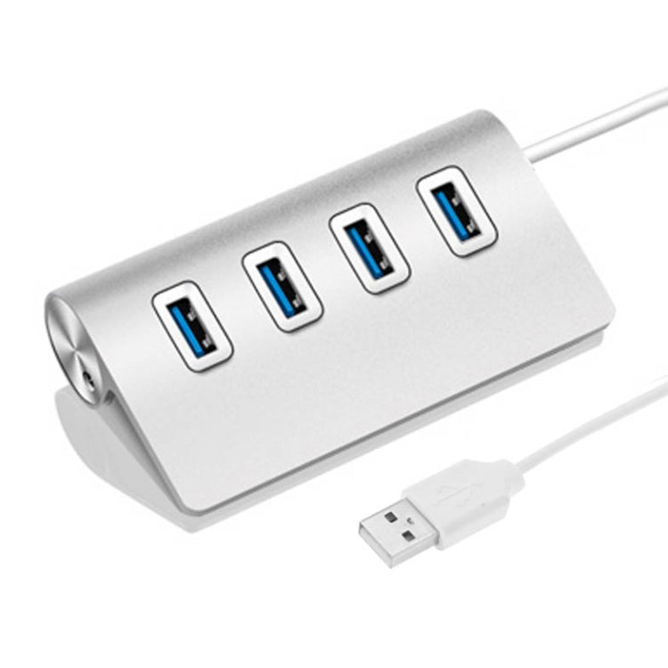 Divisor USB de aluminio portátil HUB de alta velocidad de 5Gbps 4 puertos USB 3.0, compatible con 2TB, 4 Ports (Silver)