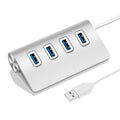 Divisor USB de aluminio portátil HUB de alta velocidad de 5Gbps 4 puertos USB 3.0, compatible con 2TB, 4 Ports (Silver)