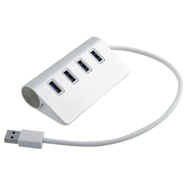 Divisor USB de aluminio portátil HUB de alta velocidad de 5Gbps 4 puertos USB 3.0, compatible con 2TB, 4 Ports (Silver)