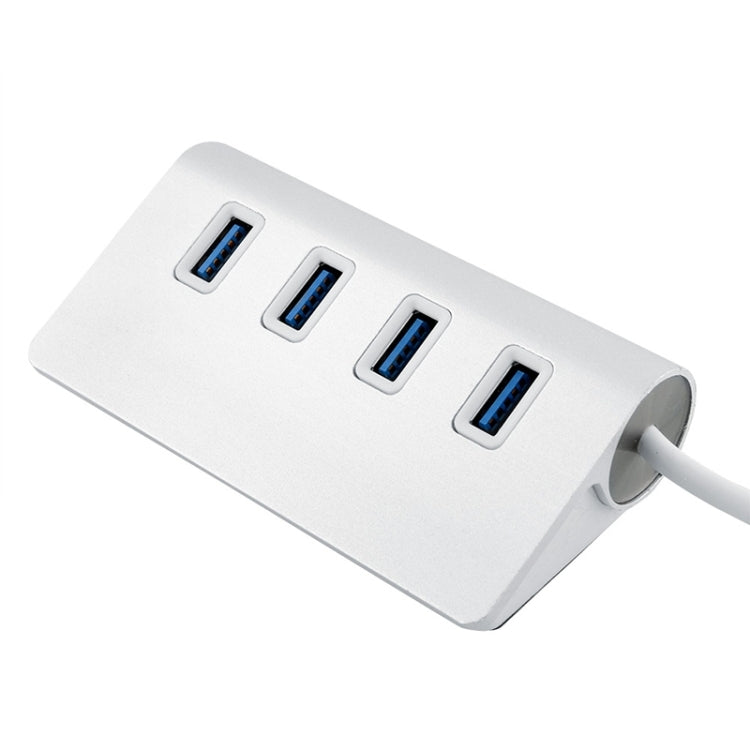 Divisor USB de aluminio portátil HUB de alta velocidad de 5Gbps 4 puertos USB 3.0, compatible con 2TB, 4 Ports (Silver)