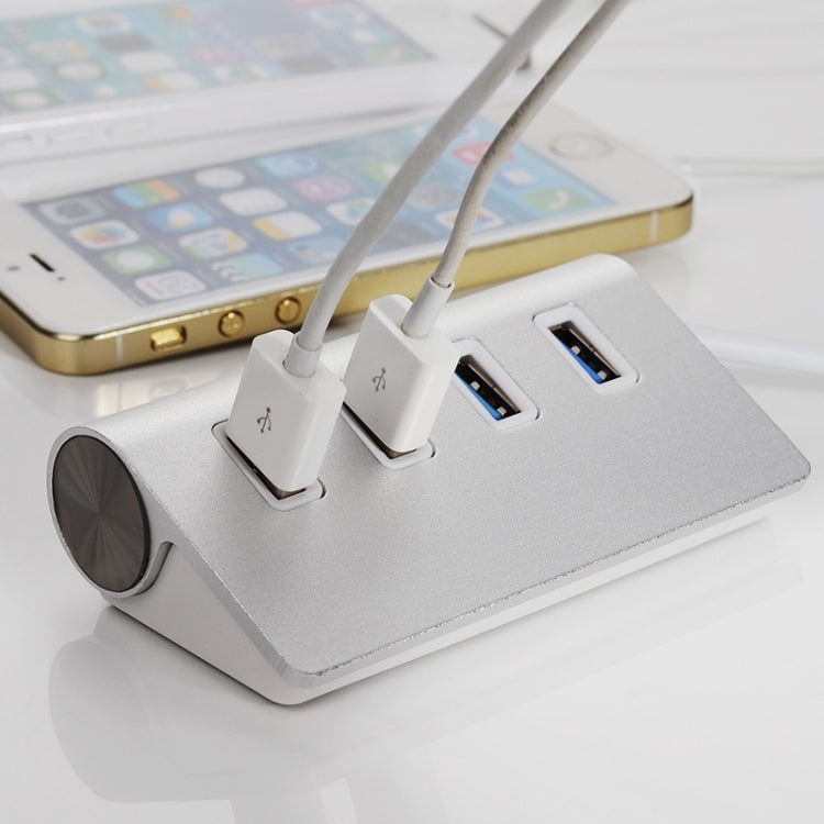 Divisor USB de aluminio portátil HUB de alta velocidad de 5Gbps 4 puertos USB 3.0, compatible con 2TB, 4 Ports (Silver)
