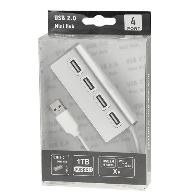 Alta velocidad 480Mbps 4 puertos USB 2.0 HUB Mini divisor USB de aluminio
