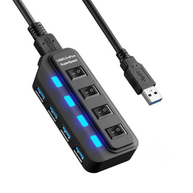 Hub USB 3.0 de 4 puertos con interruptores individuales para cada puerto de transferencia de datos