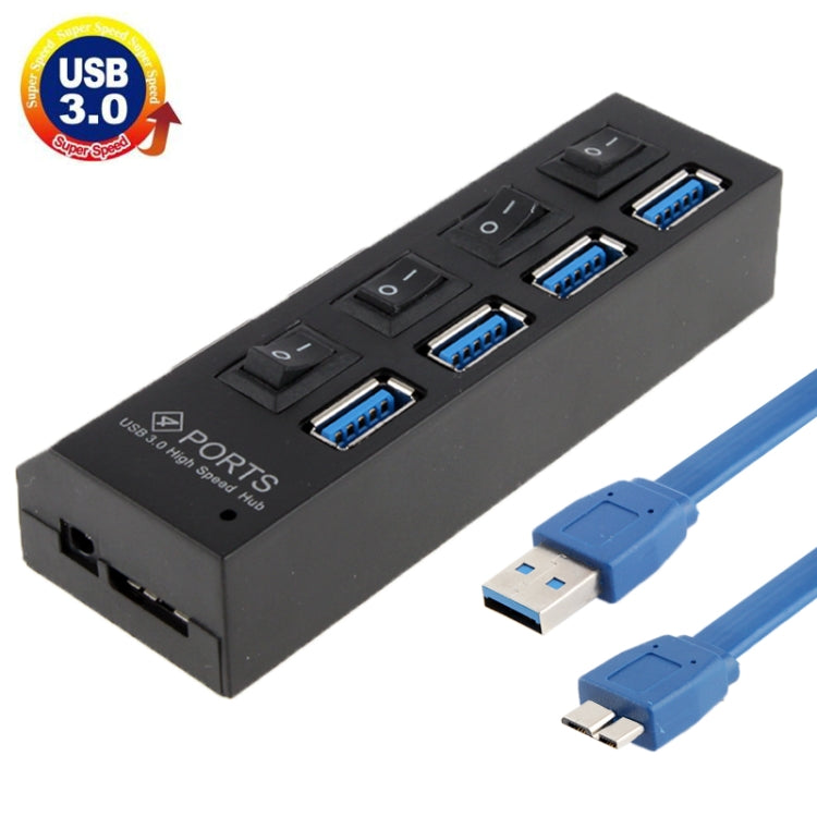 HUB USB 3.0 de 4 puertos, supervelocidad de 5 Gbps, Plug and Play, compatible con 1 TB, 4 Ports (Black), 4 Ports (White)