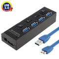 HUB USB 3.0 de 4 puertos, supervelocidad de 5 Gbps, Plug and Play, compatible con 1 TB, 4 Ports (Black), 4 Ports (White)