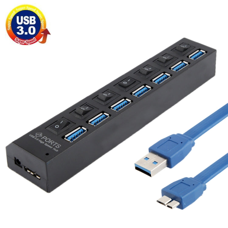 HUB USB 3.0 de 7 puertos, supervelocidad de 5 Gbps, Plug and Play, compatible con 1 TB, 7 Ports (Black), 7 Ports (White)