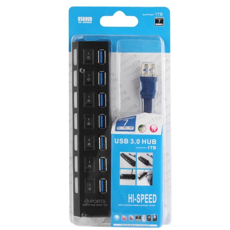 HUB USB 3.0 de 7 puertos, supervelocidad de 5 Gbps, Plug and Play, compatible con 1 TB, 7 Ports (Black), 7 Ports (White)