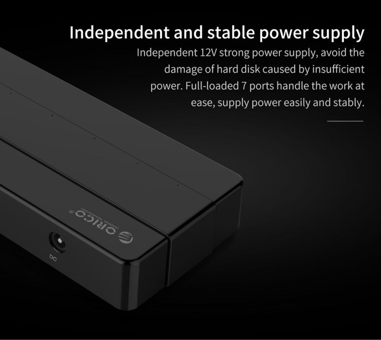 Orico H7928-U2-V1 HUB USB 2.0 de 7 puertos de escritorio con adaptador de corriente, USB 2.0