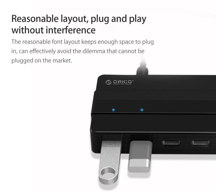 Orico H7928-U2-V1 HUB USB 2.0 de 7 puertos de escritorio con adaptador de corriente, USB 2.0