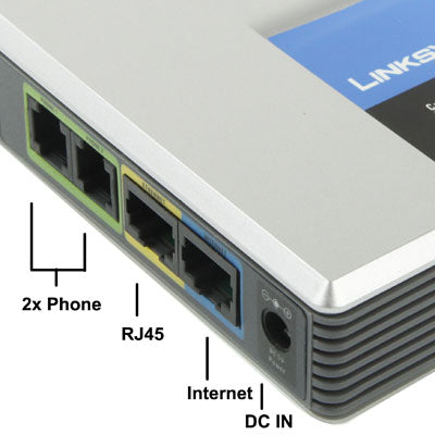 Adaptador de teléfono VOIP PSTN LINKSYS SPA2102 desbloqueado con 2 puertos FXS + WAN, 2x FXS + WAN Port