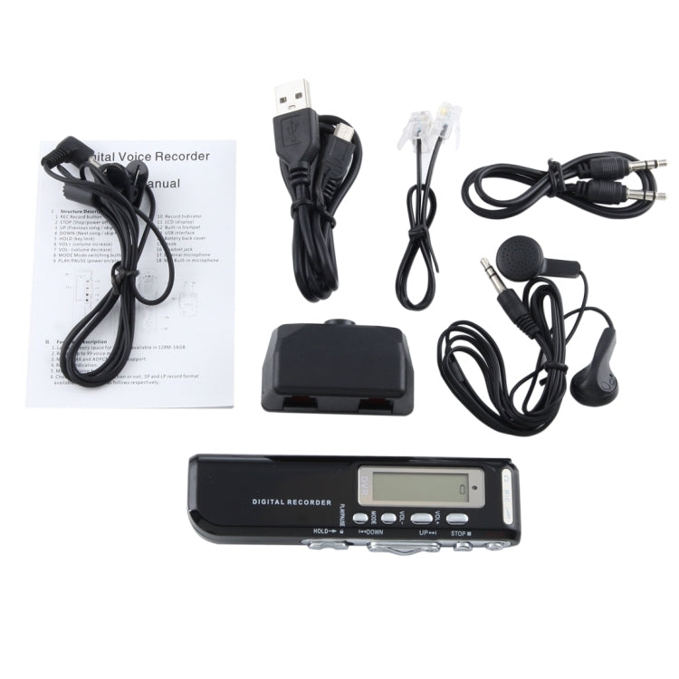 Grabadora de voz digital de 4 GB, reproductor MP3 dictáfono, soporte para grabación telefónica, función VOX (negro)