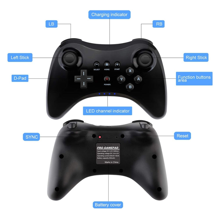 Controlador Pro de alto rendimiento para la consola Nintendo Wii U, For-WII U(Black), For-WII U(White)