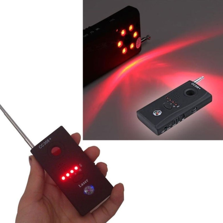 CC308+ Detector de lente de cámara inalámbrico múltiple Señal de onda de radio Detecta buscador de dispositivos RF GSM de rango completo, CC308+