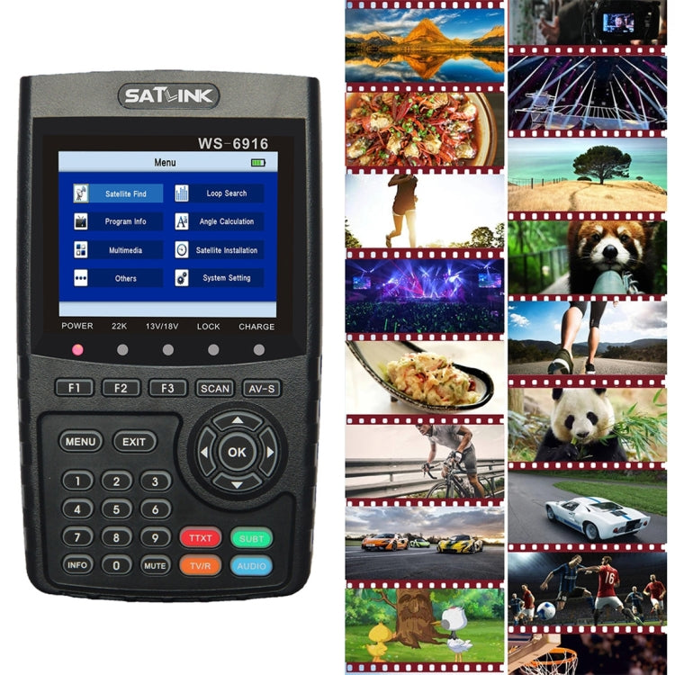 SATLINK WS6916 Medidor Buscador de Señal Satélite Digital, Pantalla TFT LCD de 3,5 Pulgadas, Soporte DVB-S/S2, MPEG-2/MPEG-4, WS6916