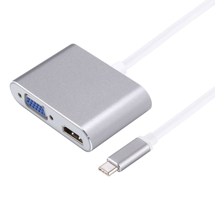 Adaptador divisor de concentrador 2 en 1 VGA y HDMI hembra a USB-C / Type-C macho, VGA+HDMI