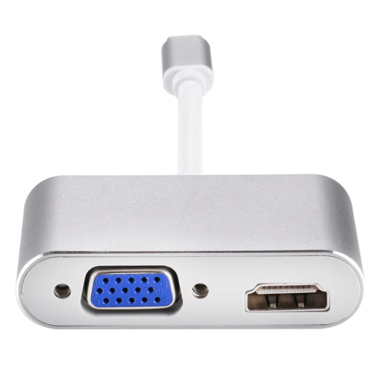 Adaptador divisor de concentrador 2 en 1 VGA y HDMI hembra a USB-C / Type-C macho, VGA+HDMI