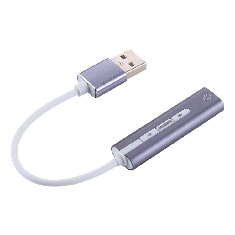 Carcasa de aluminio Conector de 3,5 mm Tarjeta de sonido USB externa HIFI Magic Voice Adaptador de 7.1 canales Unidad gratuita para computadora, escritorio, parlantes, auriculares, USB Port Grey, USB Port Silver, USB Port Black