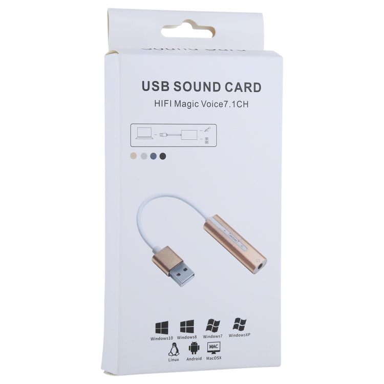 Carcasa de aluminio Conector de 3,5 mm Tarjeta de sonido USB externa HIFI Magic Voice Adaptador de 7.1 canales Unidad gratuita para computadora, escritorio, parlantes, auriculares, USB Port Grey, USB Port Silver, USB Port Black