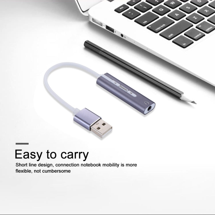 Carcasa de aluminio Conector de 3,5 mm Tarjeta de sonido USB externa HIFI Magic Voice Adaptador de 7.1 canales Unidad gratuita para computadora, escritorio, parlantes, auriculares, USB Port Grey, USB Port Silver, USB Port Black