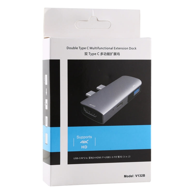 Doble puerto USB-C / Type-C a PD + USB 3.0 + Adaptador HUB de extensión multifuncional HDMI